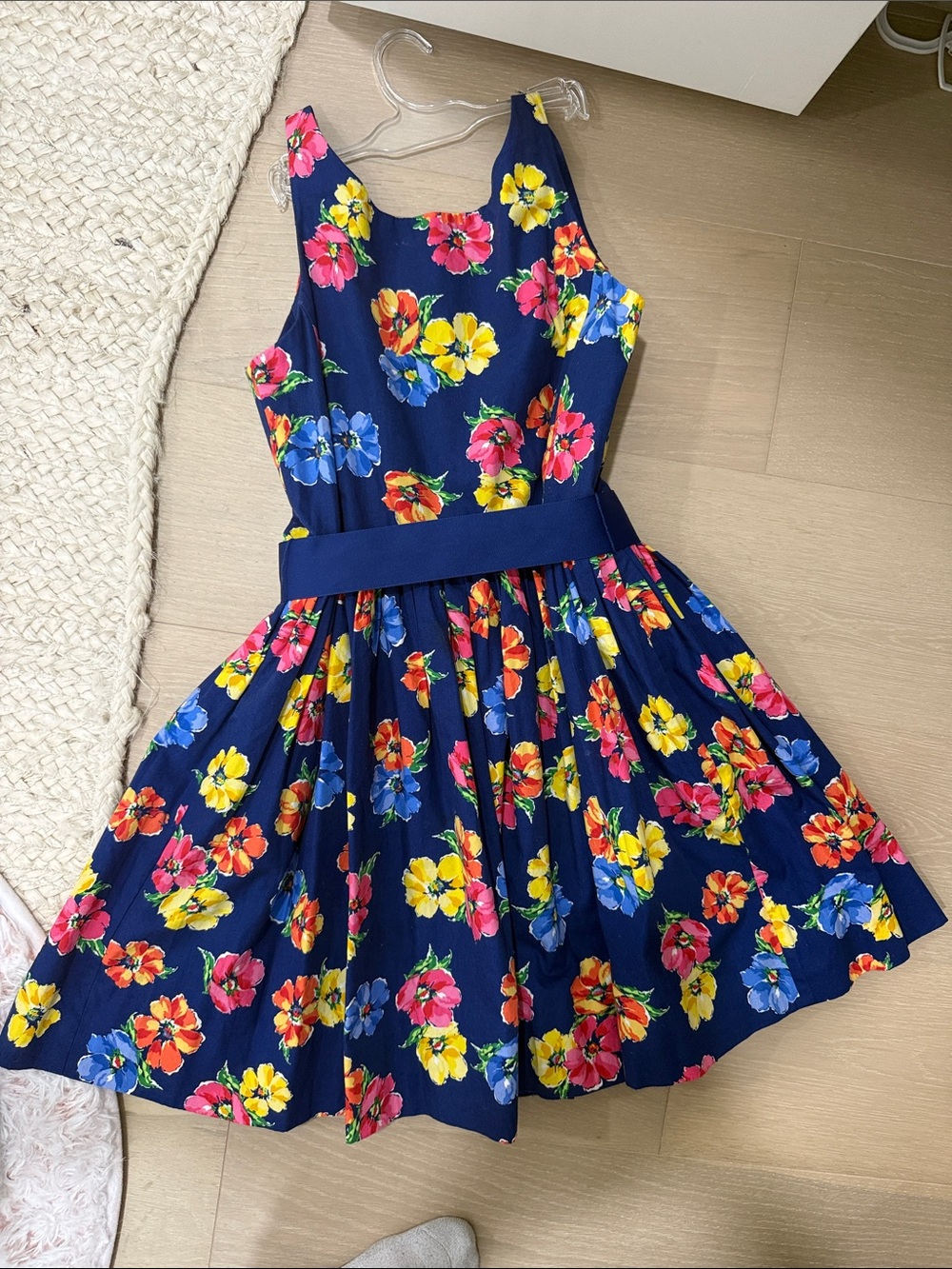 Polo by Ralph Lauren Navy Floral Sundress with Bright Multicolor Flowers
